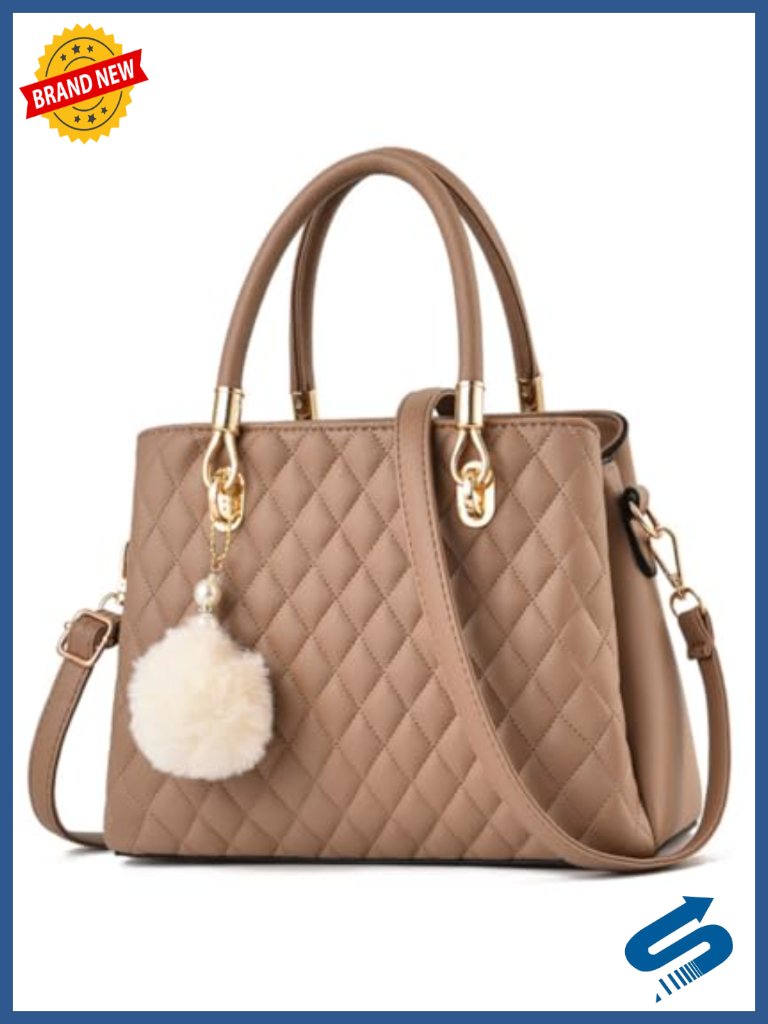 Minimalist Pu Leather Satchel Shoulder Bag With Pompom